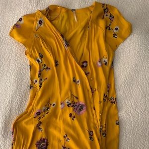 Free people yellow floral dress size medium midi length